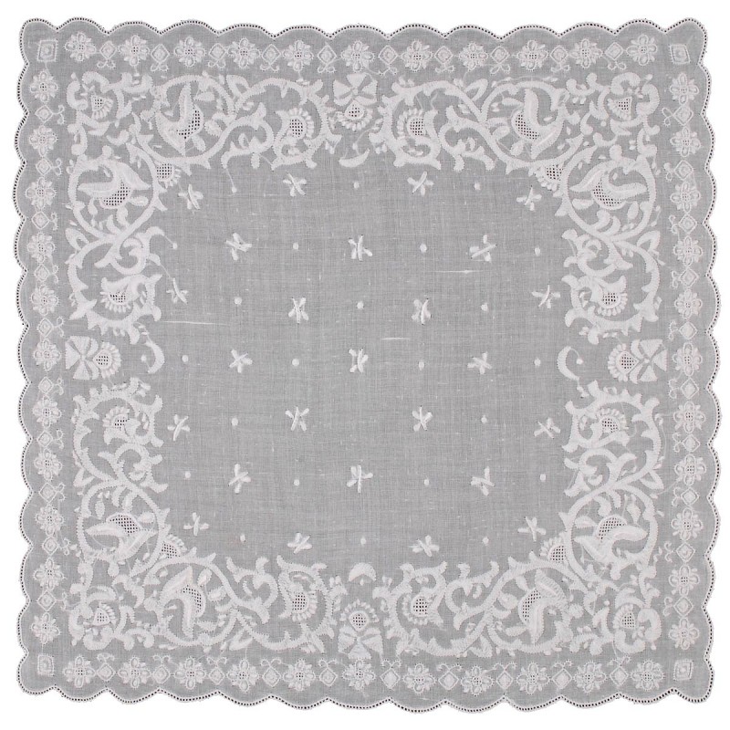 Mouchoir brodé main "Euphrosyne" (x1)