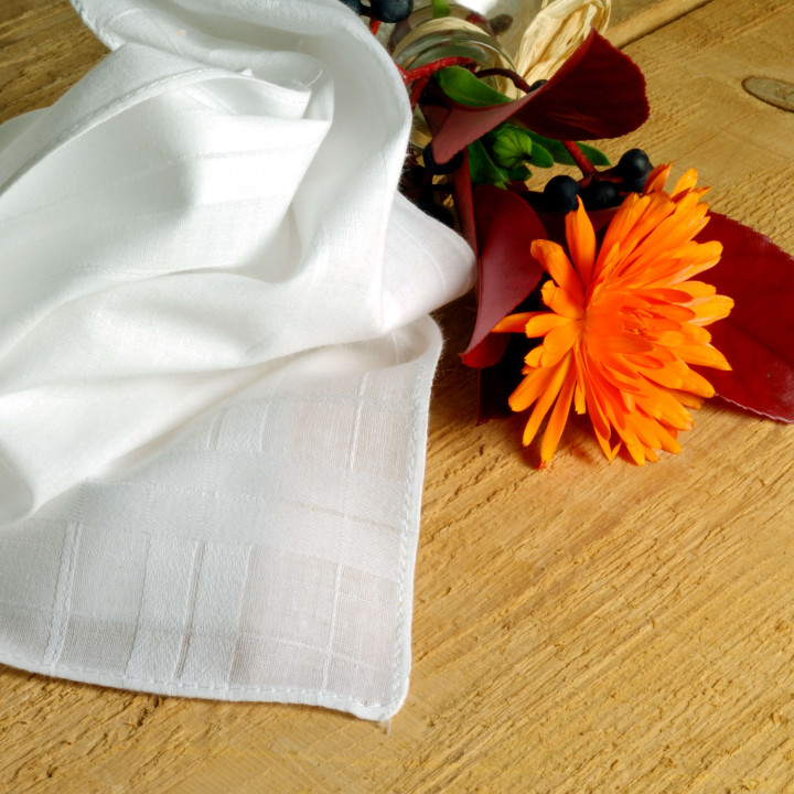 Mouchoir camille blanc coton
