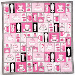 mouchoir femme 100% coton 45cm pause-café rose