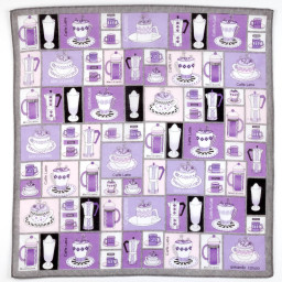 mouchoir femme 100% coton 45cm pause-café mauve