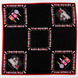 mouchoir femme 100% coton 45cm french noir