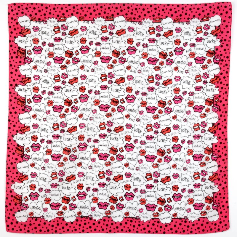 mouchoir kiss rose femme 100% coton 45cm