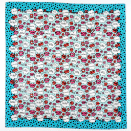 mouchoir kiss turquoise femme 100% coton 45cm