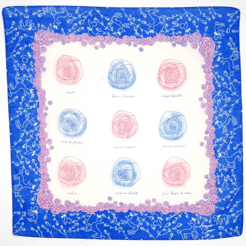 mouchoir amore bleu femme 100% coton 45cm