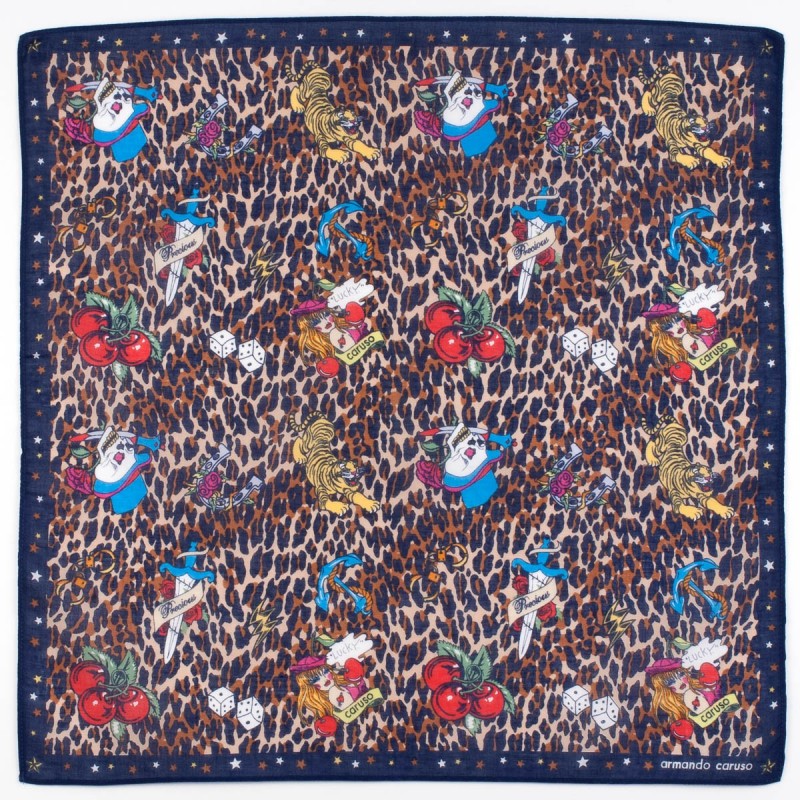 mouchoir pirates bleu femme 100% coton 45cm 